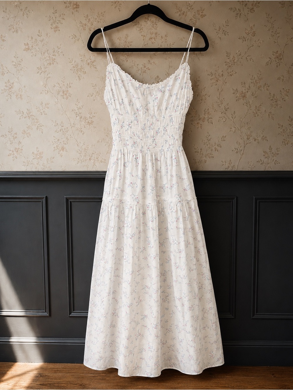 Doen Brigide Smocked Midi Dress in Floral Print NWT